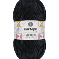חוט קטיפה לסריגה Kartopu Yumurcak – צבע שחור