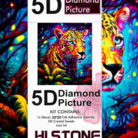 ערכת תמונת יהלומים 5D HI STONE - נמר ביער צבעוני - 20x20 ס