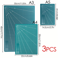סט 3 משטחי חיתוך PVC – A3 / A4 / A5, צד אחד
