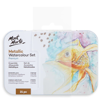 סט צבעי מים מטאליים מארז 21 חלקים Mont Marte Metallic Watercolour Premium