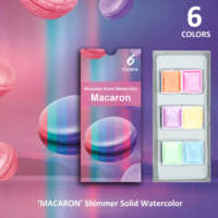 ערכת צבעי מים מטאליים 6 צבעים פסטליים זוהרים - Macaron