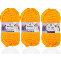חוט צמר עבה לסריגה Kartopu Super Chunky – צבע צהוב חרדל