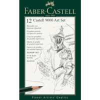 סט עפרונות גרפיט Faber-Castell 9000 - 12 דרגות קושי לציור מקצועי