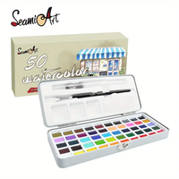 ערכת צבעי מים 50 צבעים במארז מתכת יוקרתי SeamiArt