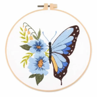 ערכת רקמה פרפר כחול ופריחה – Blue Butterfly & Blossoms