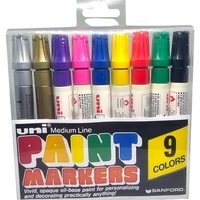 סט טושים על בסיס שמן 9 צבעים - UNI Paint Markers