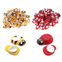 סט קישוטי עץ דבורים וחיפושיות להדבקה – Wooden Bee & Ladybug Craft Embellishments 100PCS