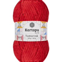 חוט קטיפה לסריגה Kartopu Yumurcak – צבע אדום