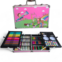 סט ציור מקצועי 145 חלקים במזוודה – ערכת יצירה מלאה לילדים ולמתחילים