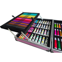 סט ציור מקצועי 145 חלקים במזוודה – ערכת יצירה מלאה לילדים ולמתחילים