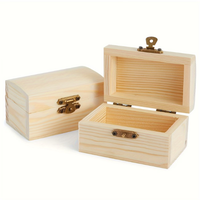 קופסת עץ קטנה עם סוגר מתכת – קופסת אחסון ויצירה לצביעה ועיצוב DIY (9×5.5×5 ס