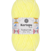 חוט קטיפה לסריגה Kartopu Yumurcak – צבע צהוב לימוני