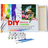 ערכת ציור לפי מספרים DIY - ציפורים על תיבת קינון | Digital Painting