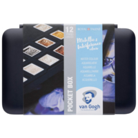 סט צבעי מים מטאליים ואינטרפרנס 12 צבעים Pocket Box - Van Gogh