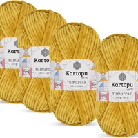חוט קטיפה לסריגה Kartopu Yumurcak – צבע חרדל