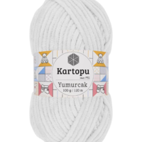 חוט קטיפה לסריגה Kartopu Yumurcak – צבע לבן