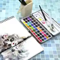 ערכת צבעי מים 50 צבעים במארז מתכת יוקרתי SeamiArt