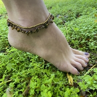 Double beaded anklet - tiger eye