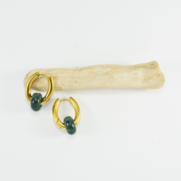 Elliptical hoop earrings with stone