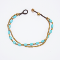 Double beaded anklet - turquoise