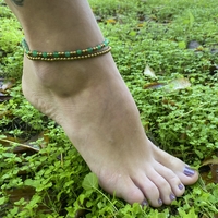 Double beaded anklet - green