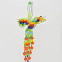 Beaded hummingbird - green with rainbow