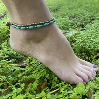 Double beaded anklet - turquoise