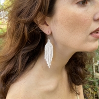 Mexican beaded earrings - snow