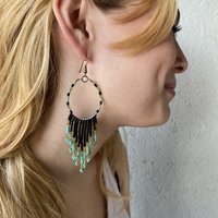 Mexican beaded earrings - forest