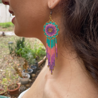 Mexican beaded earrings - lavender