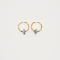 Gold plated hoop earrings with a stone bead - sky blue