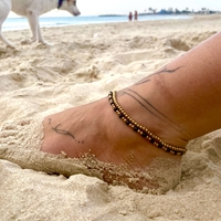 Double beaded anklet - black