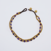 Double beaded anklet - purple