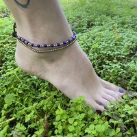 Double beaded anklet - purple