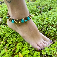 Macrame anklet with turquoise stones