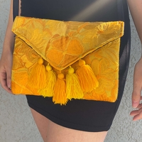 Handbag - yellow pom poms