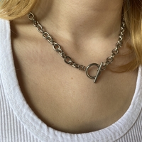 Necklace with a round clasp - silver-plated