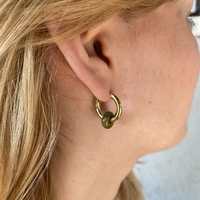 Gold plated hoop earrings with a stone bead - india green