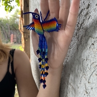 Beaded hummingbird-blue with rainbow