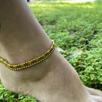 Double beaded anklet - yellow