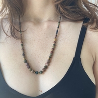 Long jasper gemstone necklace