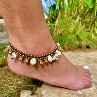 Macrame anklet with white stones