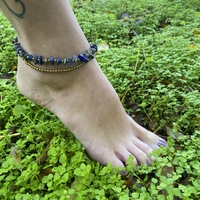 Double beaded anklet - lapis