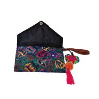 Large embroidered handbag - colorful flowers