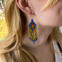 Mexican beaded earrings - rainbow