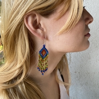 Mexican beaded earrings - rainbow