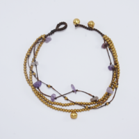 Four lines beaded anklet - amethyst