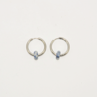 Silver plated hoop earrings with a stone bead - sky blue