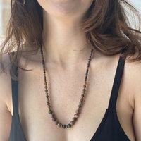 Long jasper gemstone necklace