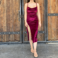 wine red velvet dress